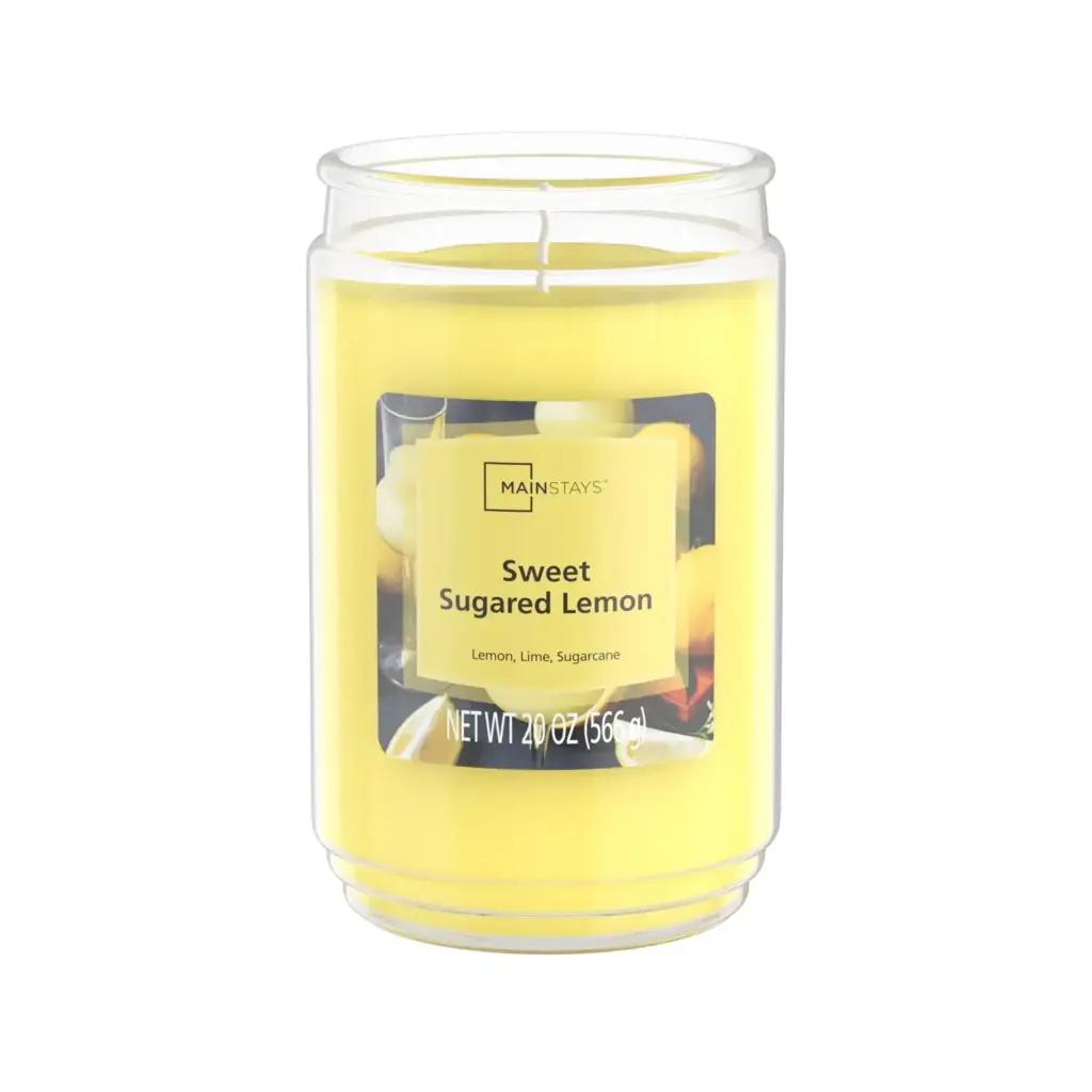 Mainstays Sweet Sugared Lemon Scented Single-Wick Large Glass Jar Candle, 20 oz